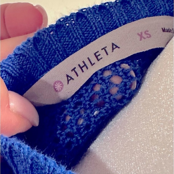 ATHLETA LIGHTWEIGHT CARDIGAN COTTON KNIT LONG SLEEVE COBALT BLUE SWEATER XS - Picture 4 of 6